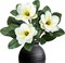 3-Piece Artificial Magnolia Flower Stems - 24.4" Real-Touch Silk Magnolias - Realistic Faux Floral Branches for Tall Vases, Wedding Centerpieces, and Elegant Home Kitchen Table Decor (White)